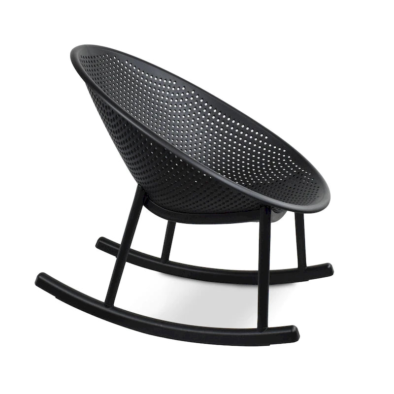 Fauteuil à bascule moderne du milieu du siècle en plastique, pieds en plastique avec siège perforé respirant en forme d'œuf pour usage intérieur/extérieur
