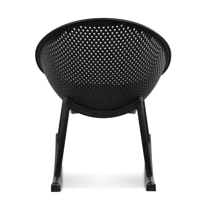Fauteuil à bascule moderne du milieu du siècle en plastique, pieds en plastique avec siège perforé respirant en forme d'œuf pour usage intérieur/extérieur