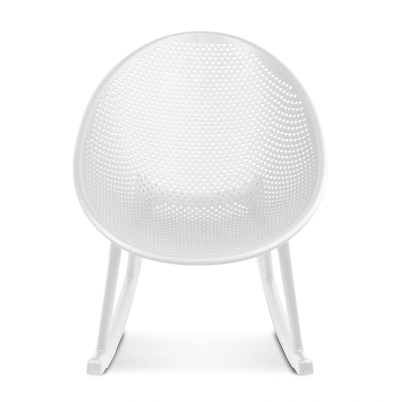Fauteuil à bascule moderne du milieu du siècle en plastique, pieds en plastique avec siège perforé respirant en forme d'œuf pour usage intérieur/extérieur