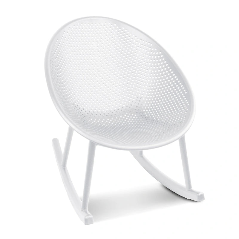 Fauteuil à bascule moderne du milieu du siècle en plastique, pieds en plastique avec siège perforé respirant en forme d'œuf pour usage intérieur/extérieur