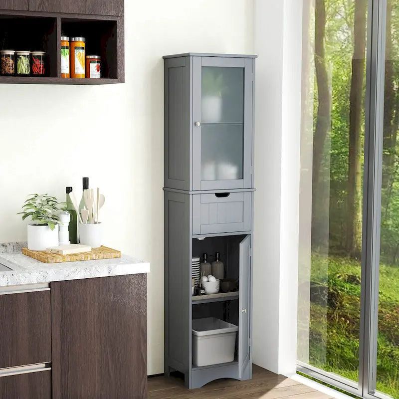 Meuble Colonne de Salle de Bain Costway avec Portes & - Voir Détails