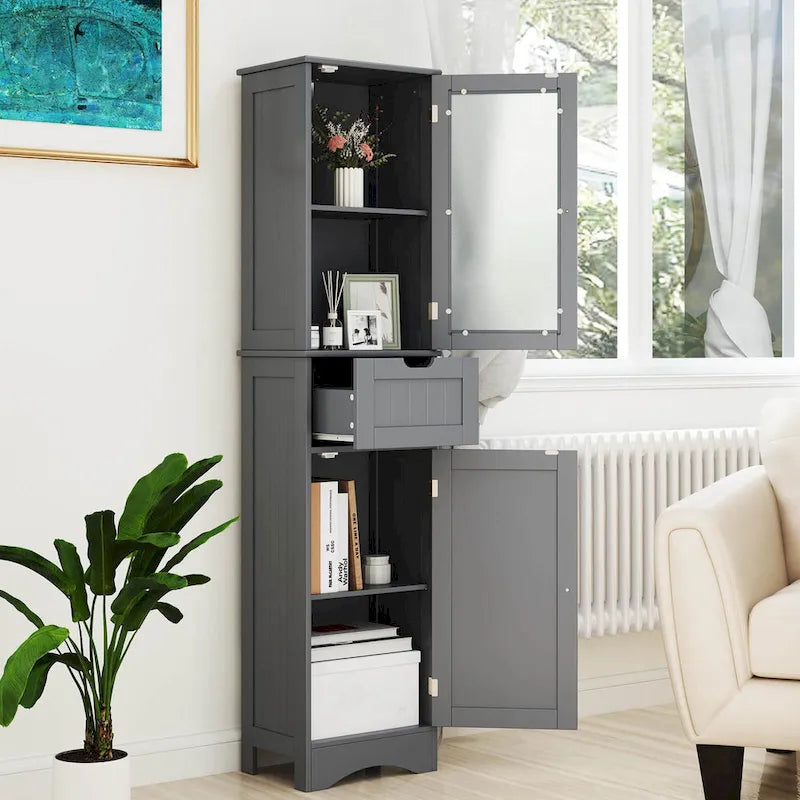 Meuble Colonne de Salle de Bain Costway avec Portes & - Voir Détails
