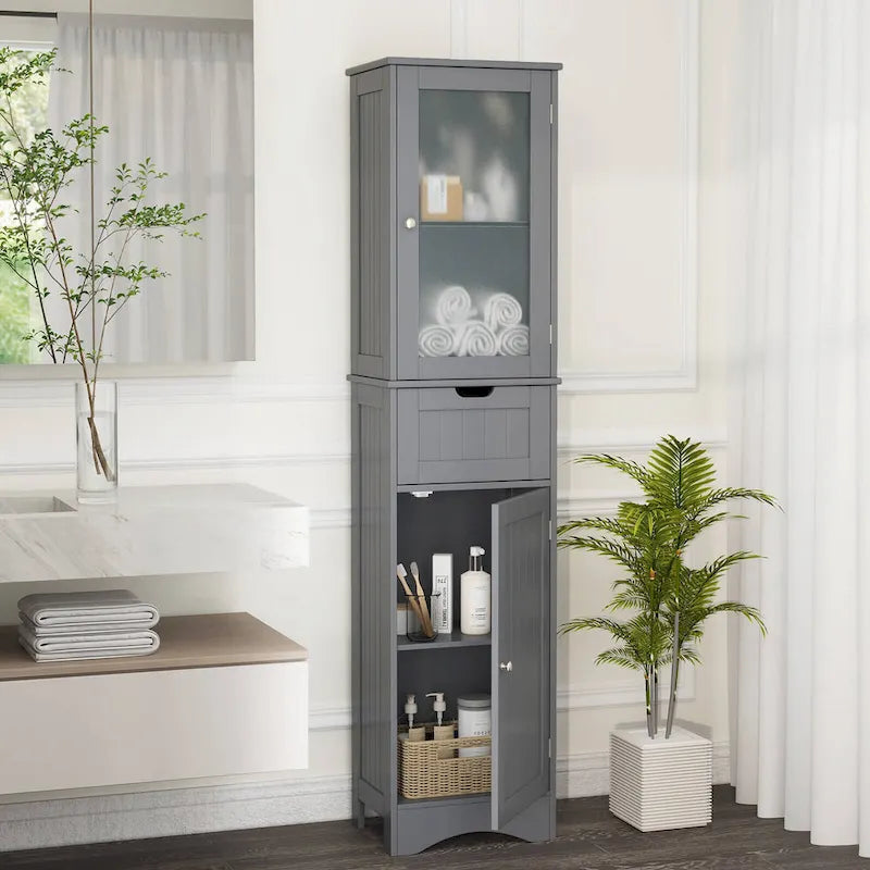 Meuble Colonne de Salle de Bain Costway avec Portes & - Voir Détails