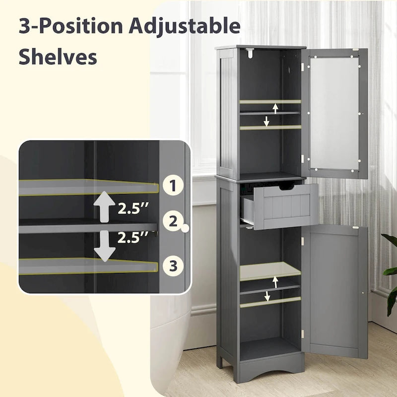 Meuble Colonne de Salle de Bain Costway avec Portes & - Voir Détails