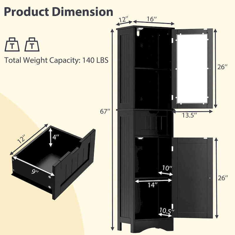Meuble Colonne de Salle de Bain Costway avec Portes & - Voir Détails