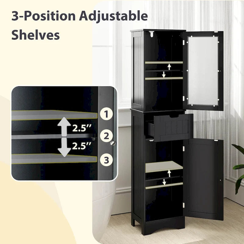 Meuble Colonne de Salle de Bain Costway avec Portes & - Voir Détails