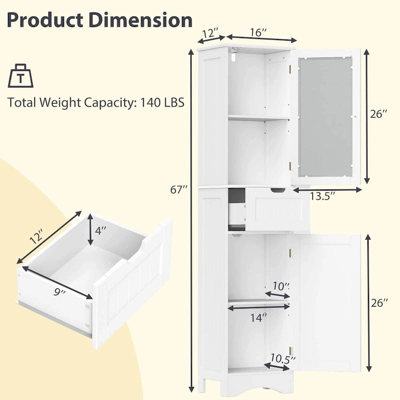 Meuble Colonne de Salle de Bain Costway avec Portes & - Voir Détails
