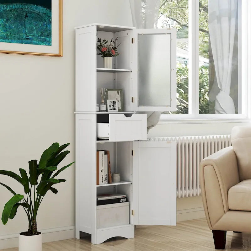 Meuble Colonne de Salle de Bain Costway avec Portes & - Voir Détails