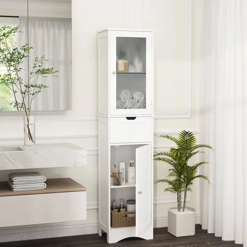 Meuble Colonne de Salle de Bain Costway avec Portes & - Voir Détails
