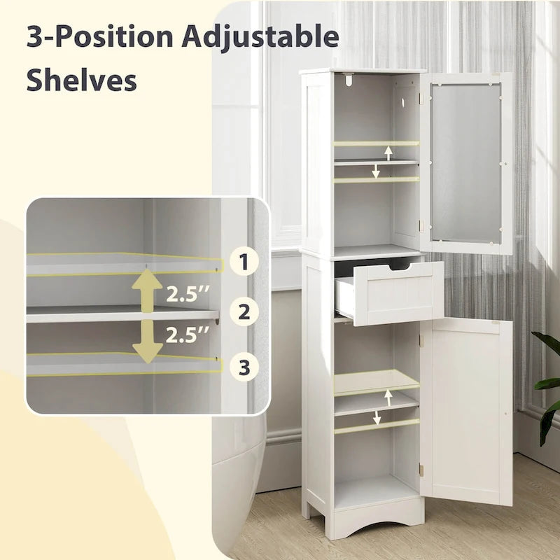 Meuble Colonne de Salle de Bain Costway avec Portes & - Voir Détails