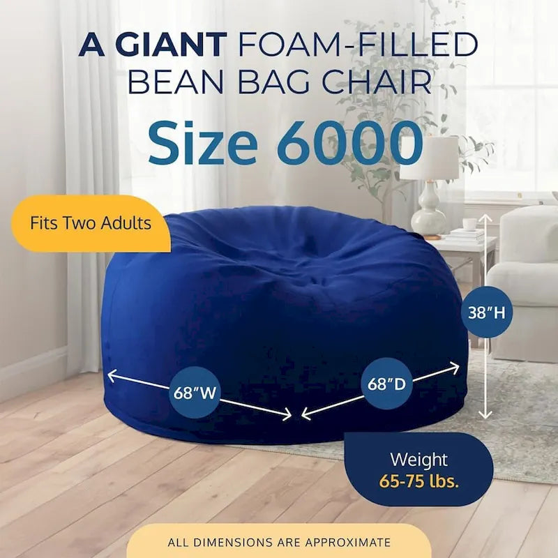 Pouf géant Ultimate Sack de 180 cm, chaise longue d'intérieur confortable et surdimensionnée, daim bleu