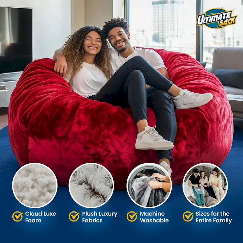 Pouf géant Ultimate Sack de 180 cm, chaise longue d'intérieur confortable et surdimensionnée, daim bleu