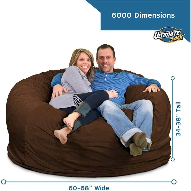 Pouf géant Ultimate Sack de 180 cm, chaise longue d'intérieur confortable et surdimensionnée, daim bleu