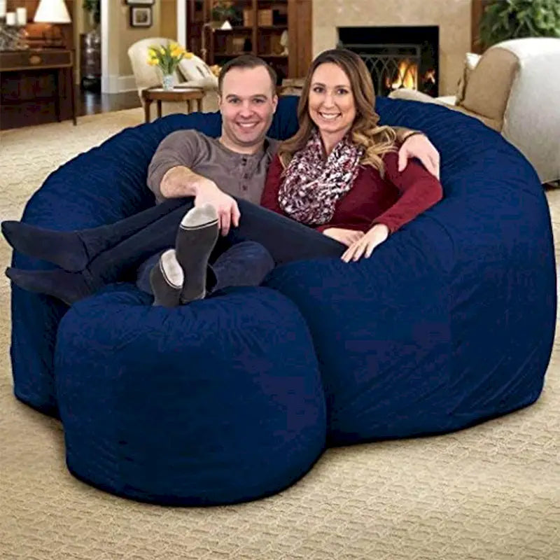 Pouf géant Ultimate Sack de 180 cm, chaise longue d'intérieur confortable et surdimensionnée, daim bleu
