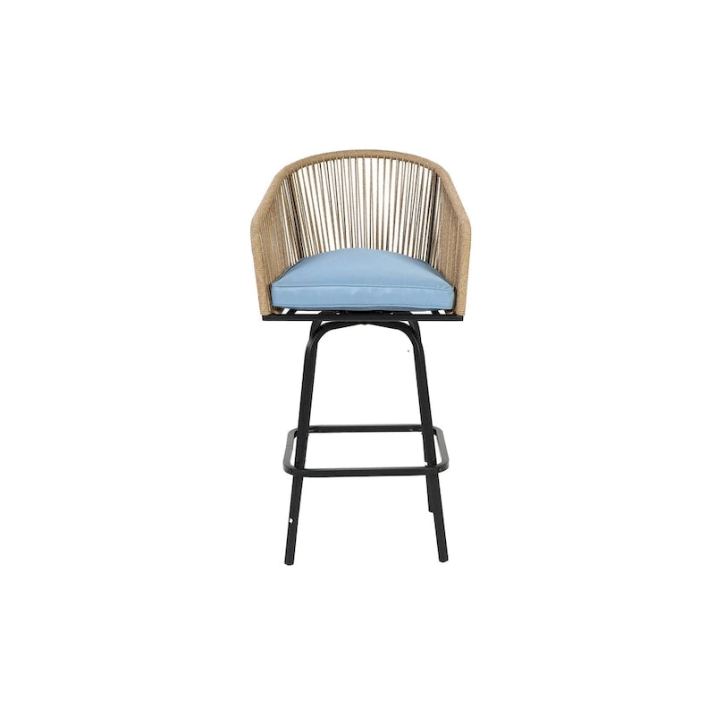 Lot de 4 tabourets de bar d'extérieur avec accoudoirs, chaises de bar en rotin tout temps avec dossier pour jardin, piscine, balcon