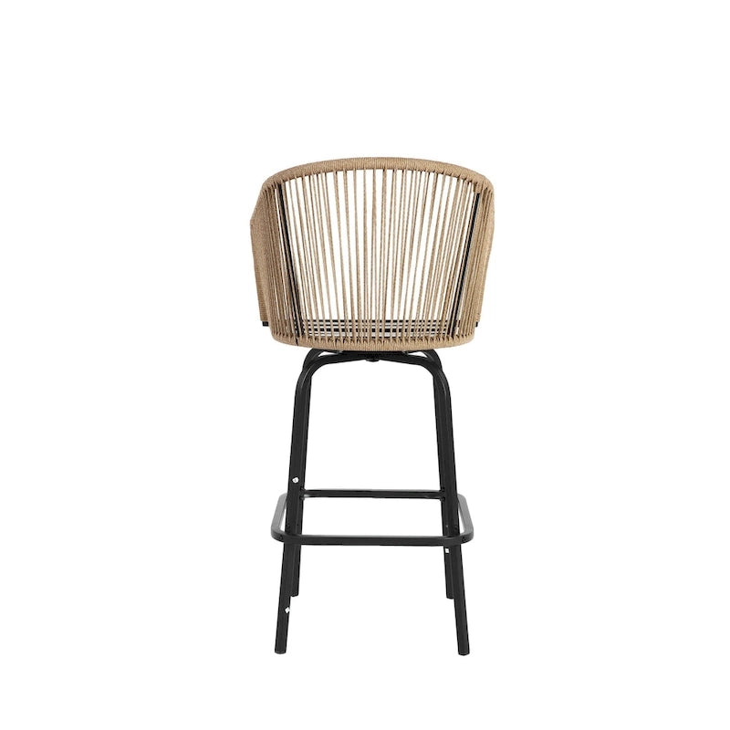 Lot de 4 tabourets de bar d'extérieur avec accoudoirs, chaises de bar en rotin tout temps avec dossier pour jardin, piscine, balcon