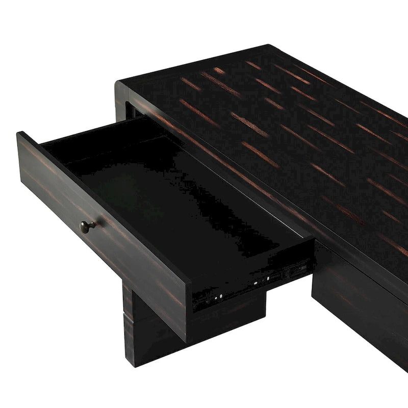 Console d'entrée en bois courbé avec rangement, 2 tiroirs, rustique