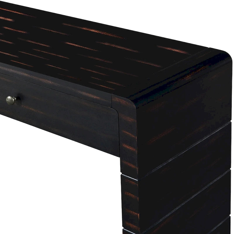 Console d'entrée en bois courbé avec rangement, 2 tiroirs, rustique