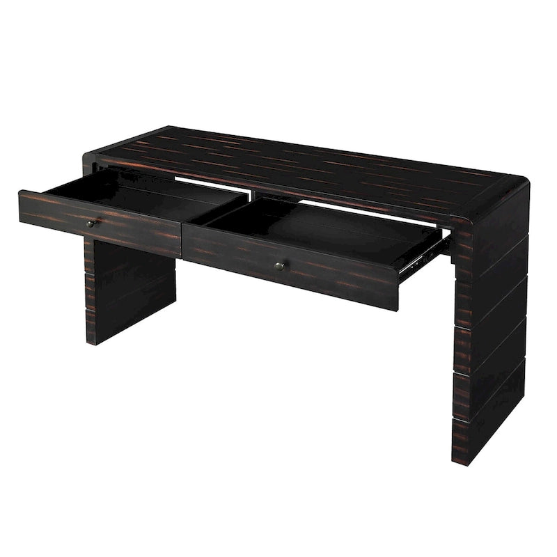 Console d'entrée en bois courbé avec rangement, 2 tiroirs, rustique