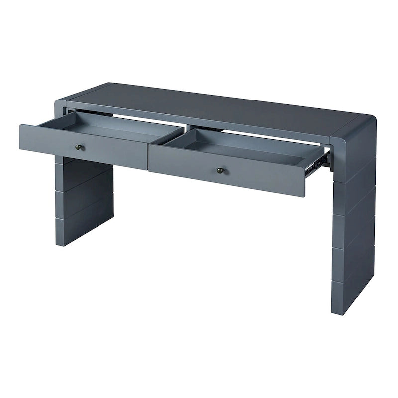Console d'entrée en bois courbé avec rangement, 2 tiroirs, rustique