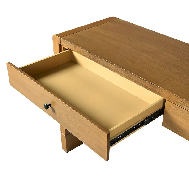 Console d'entrée en bois courbé avec rangement, 2 tiroirs, rustique