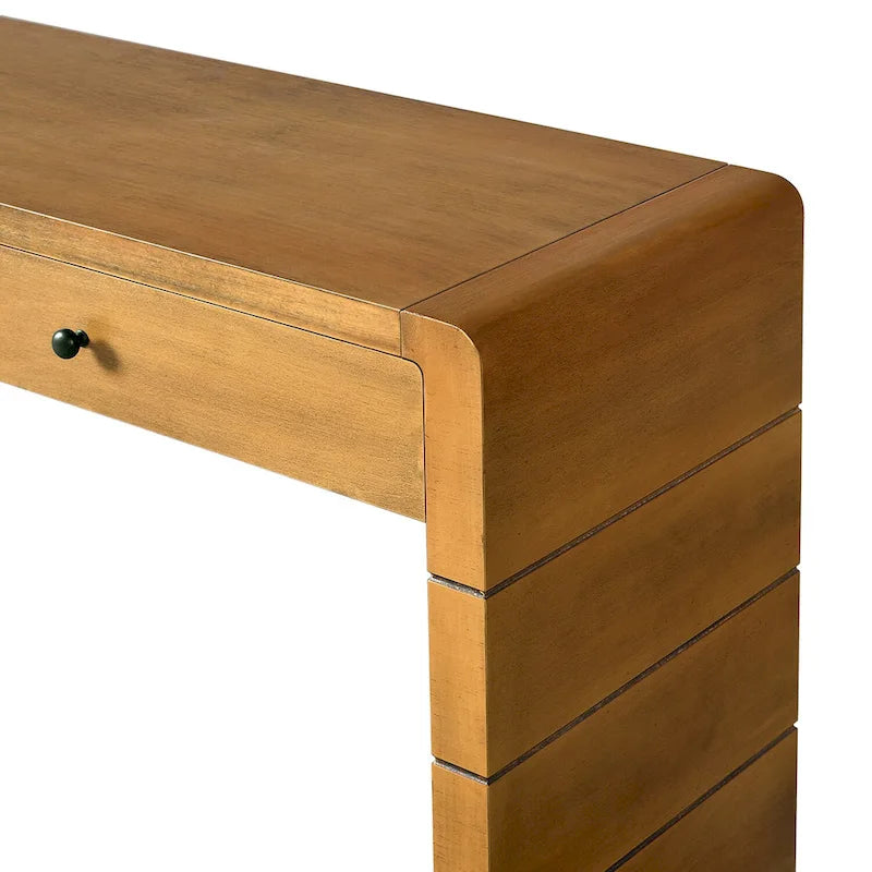 Console d'entrée en bois courbé avec rangement, 2 tiroirs, rustique
