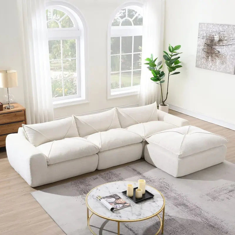 116  Canapé entièrement compressé avec mousse haute densité, chenille en particules
