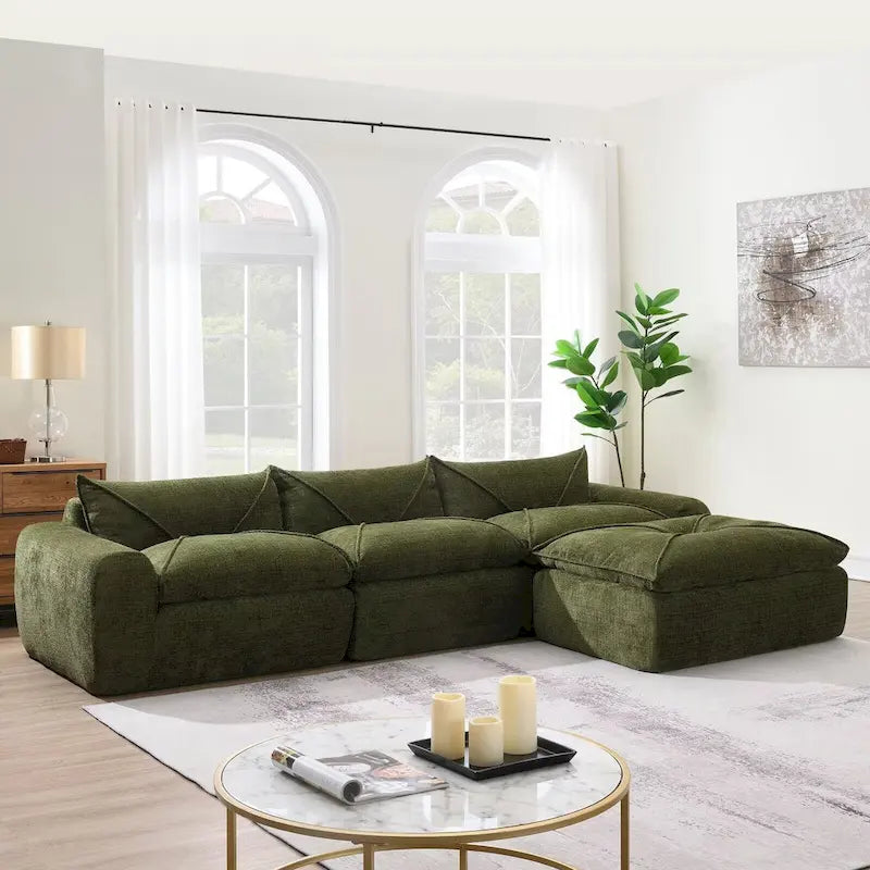 116  Canapé entièrement compressé avec mousse haute densité, chenille en particules