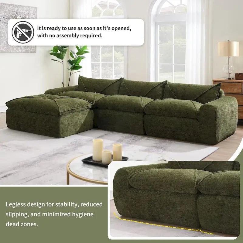 116  Canapé entièrement compressé avec mousse haute densité, chenille en particules
