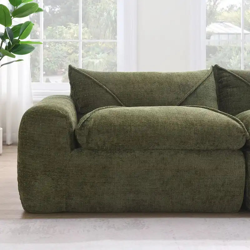116  Canapé entièrement compressé avec mousse haute densité, chenille en particules