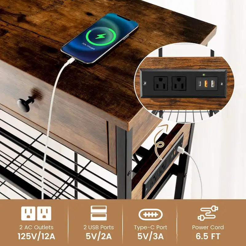 Table d'entrée Costway avec station de charge Table console étroite avec - Voir détails