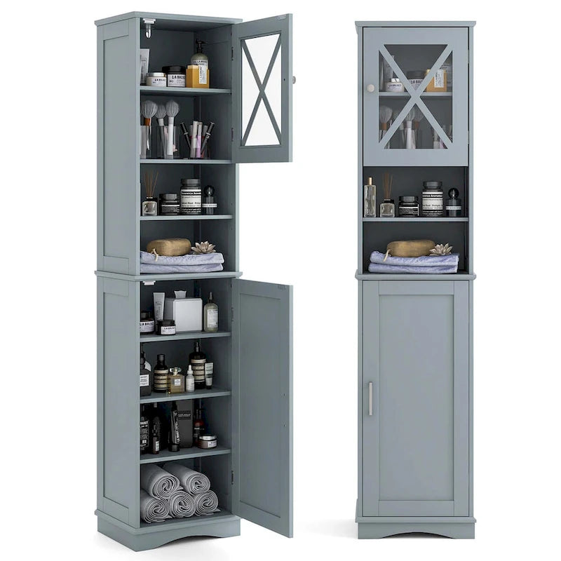 Meuble de salle de bain Costway de 170 cm de haut, meuble de rangement sur pied avec 5 - Voir les détails