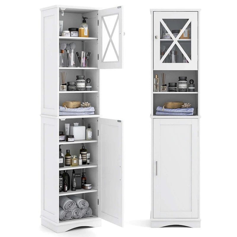 Meuble de salle de bain Costway de 170 cm de haut, meuble de rangement sur pied avec 5 - Voir les détails