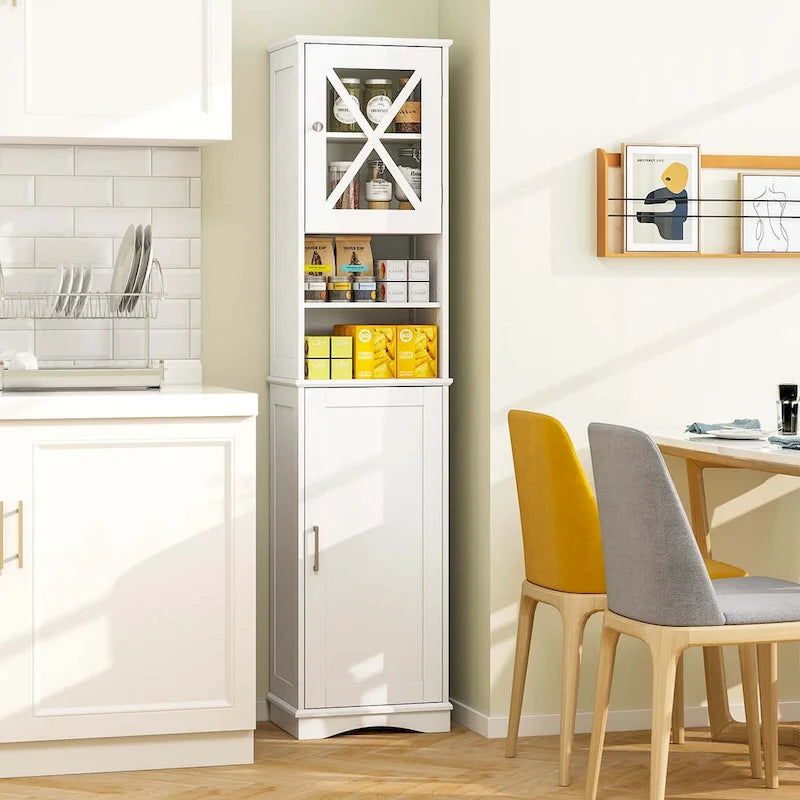 Meuble de salle de bain Costway de 170 cm de haut, meuble de rangement sur pied avec 5 - Voir les détails