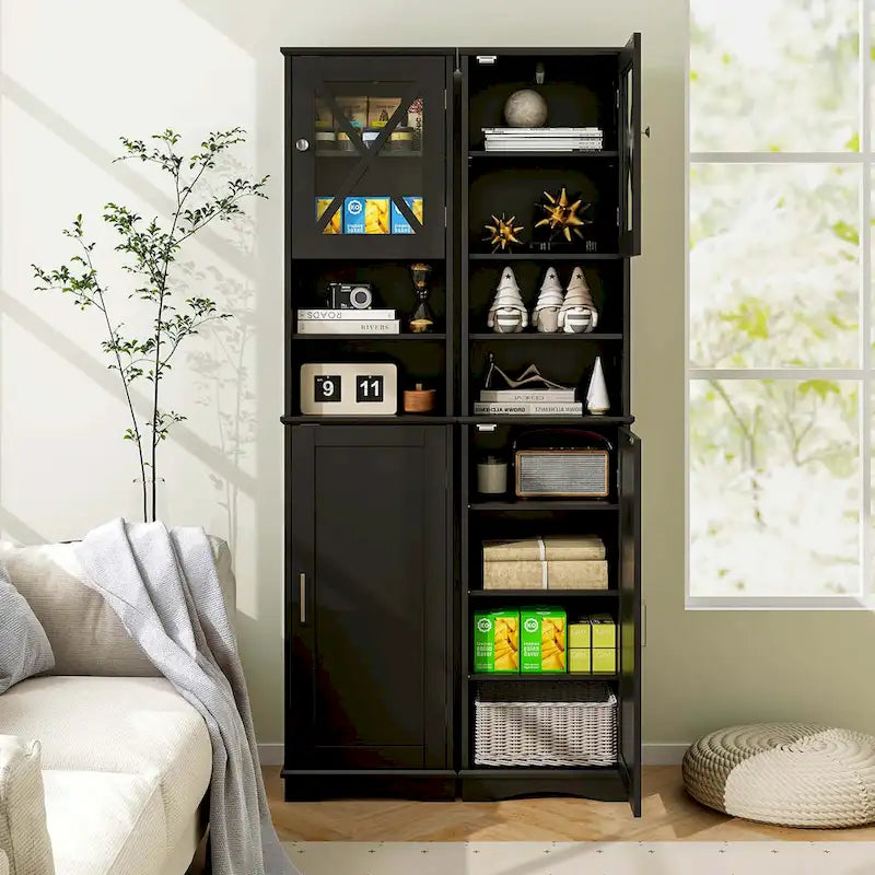 Meuble de salle de bain Costway de 170 cm de haut, meuble de rangement sur pied avec 5 - Voir les détails