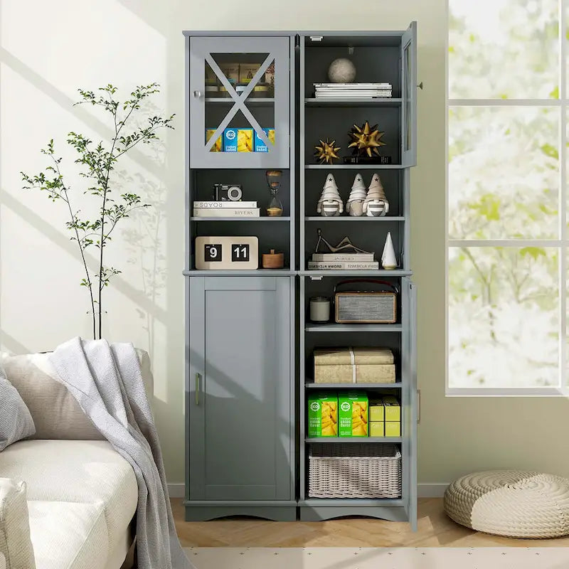 Meuble de salle de bain Costway de 170 cm de haut, meuble de rangement sur pied avec 5 - Voir les détails