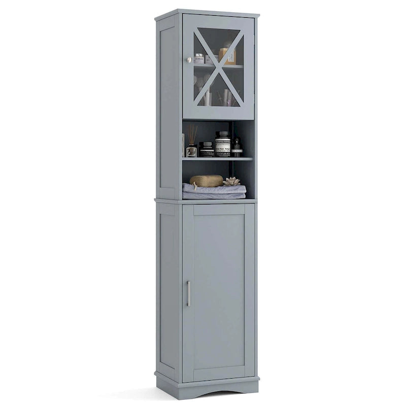 Meuble de salle de bain Costway de 170 cm de haut, meuble de rangement sur pied avec 5 - Voir les détails