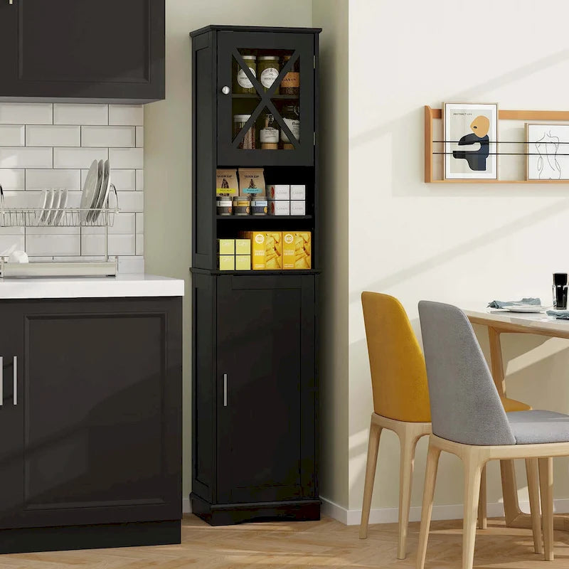 Meuble de salle de bain Costway de 170 cm de haut, meuble de rangement sur pied avec 5 - Voir les détails