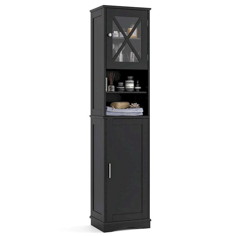 Meuble de salle de bain Costway de 170 cm de haut, meuble de rangement sur pied avec 5 - Voir les détails