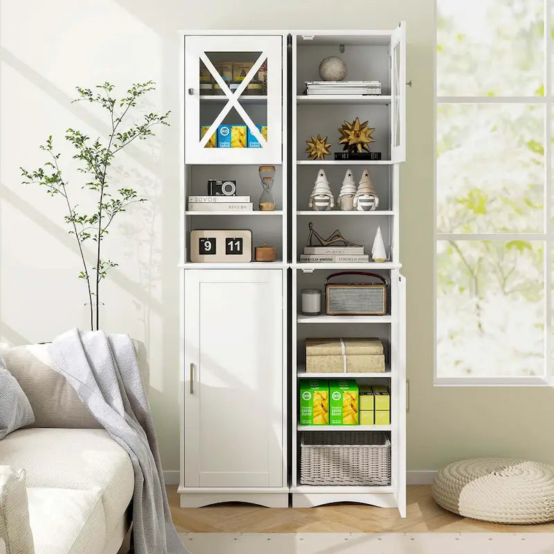 Meuble de salle de bain Costway de 170 cm de haut, meuble de rangement sur pied avec 5 - Voir les détails