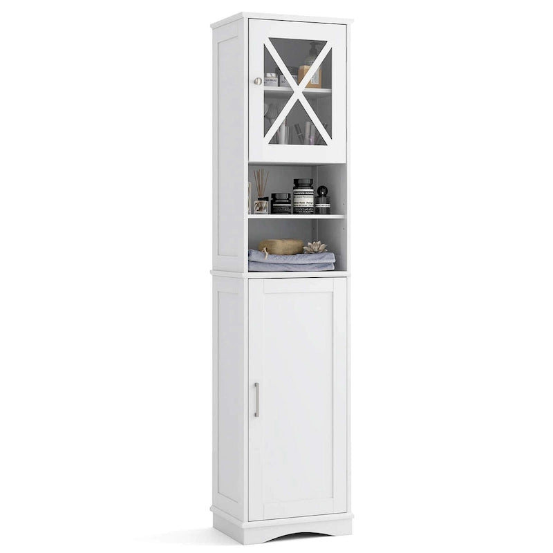 Meuble de salle de bain Costway de 170 cm de haut, meuble de rangement sur pied avec 5 - Voir les détails