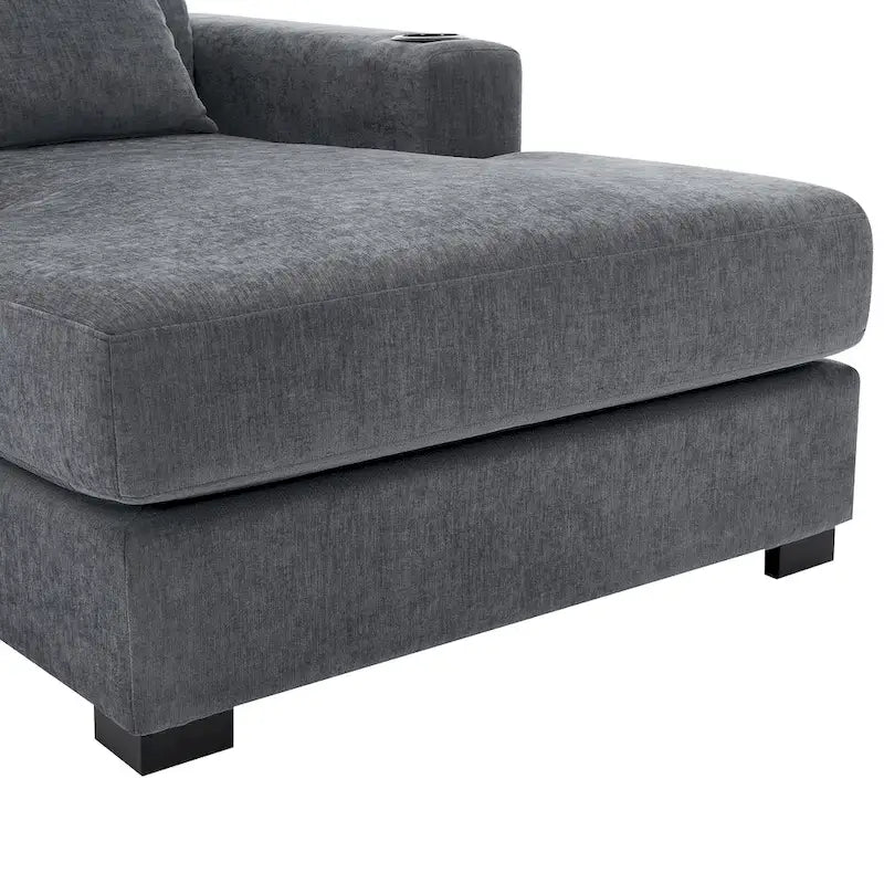 Chaise longue surdimensionnée Canapé moderne avec oreillers, station de charge et porte-gobelets