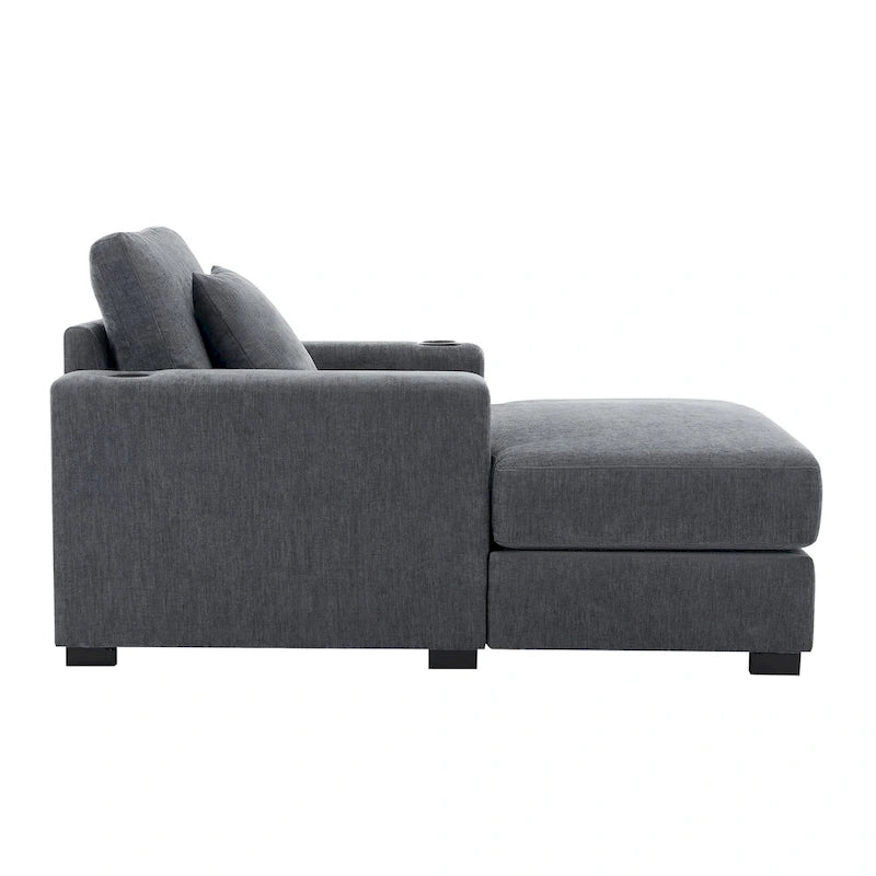 Chaise longue surdimensionnée Canapé moderne avec oreillers, station de charge et porte-gobelets