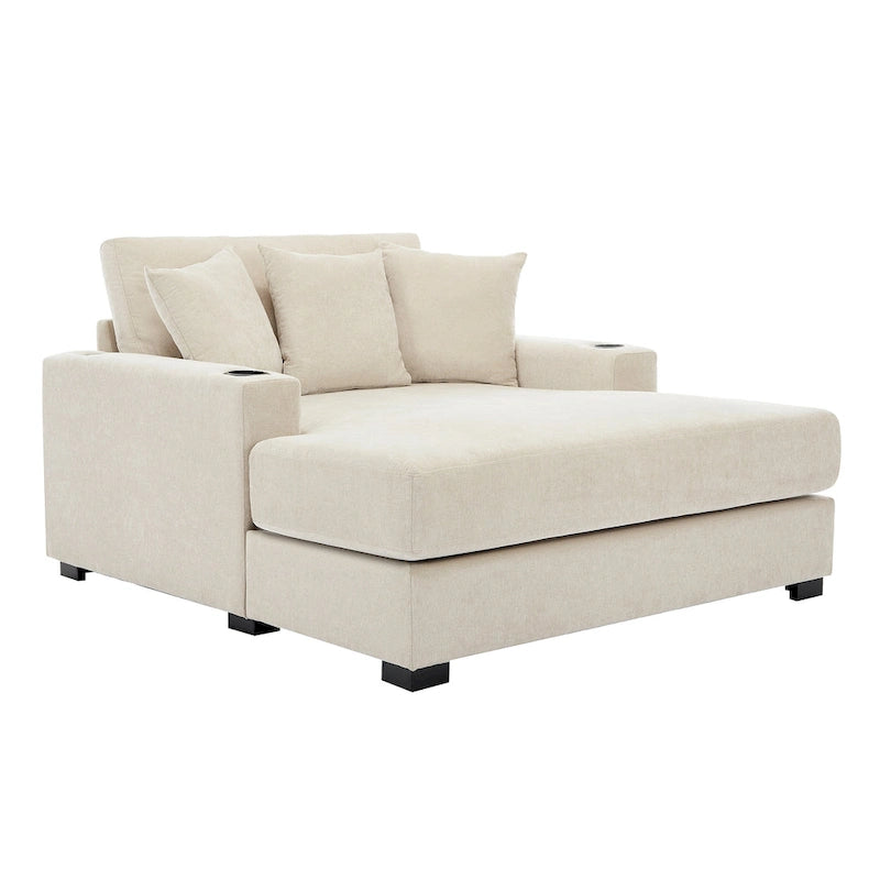 Chaise longue surdimensionnée Canapé moderne avec oreillers, station de charge et porte-gobelets