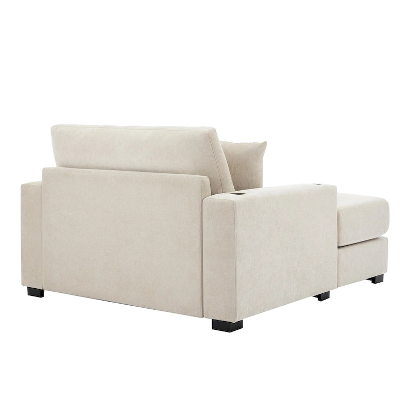 Chaise longue surdimensionnée Canapé moderne avec oreillers, station de charge et porte-gobelets