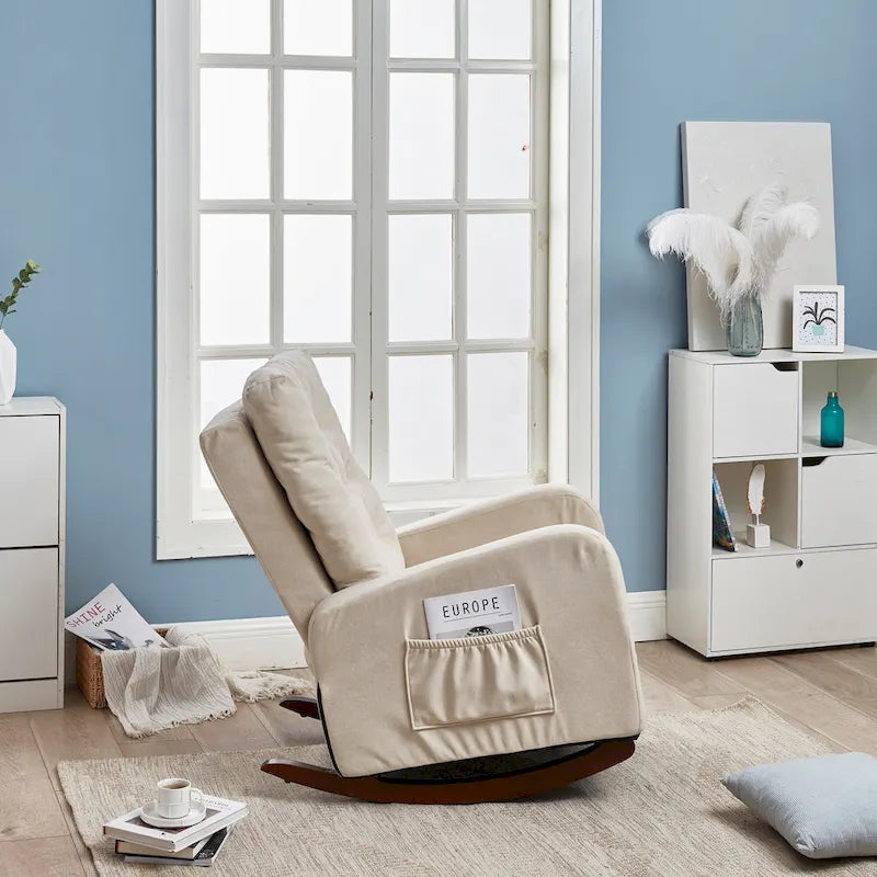 Fauteuil Inclinable Manuel Moderne - Canapé Inclinable Une Place Réglable Rembourré avec Poche pour Salon Chambre à Coucher