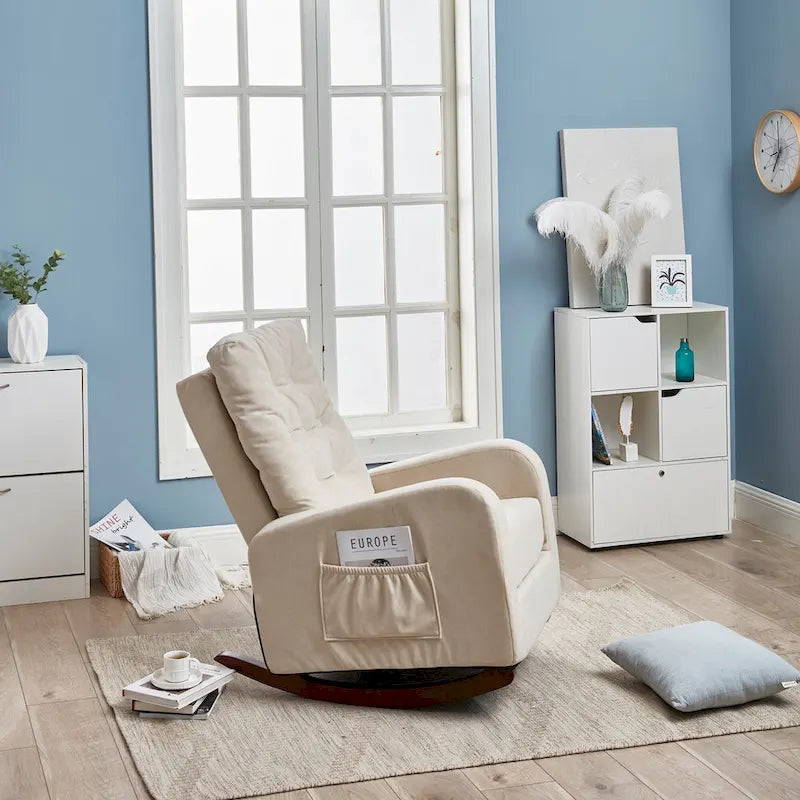 Fauteuil Inclinable Manuel Moderne - Canapé Inclinable Une Place Réglable Rembourré avec Poche pour Salon Chambre à Coucher