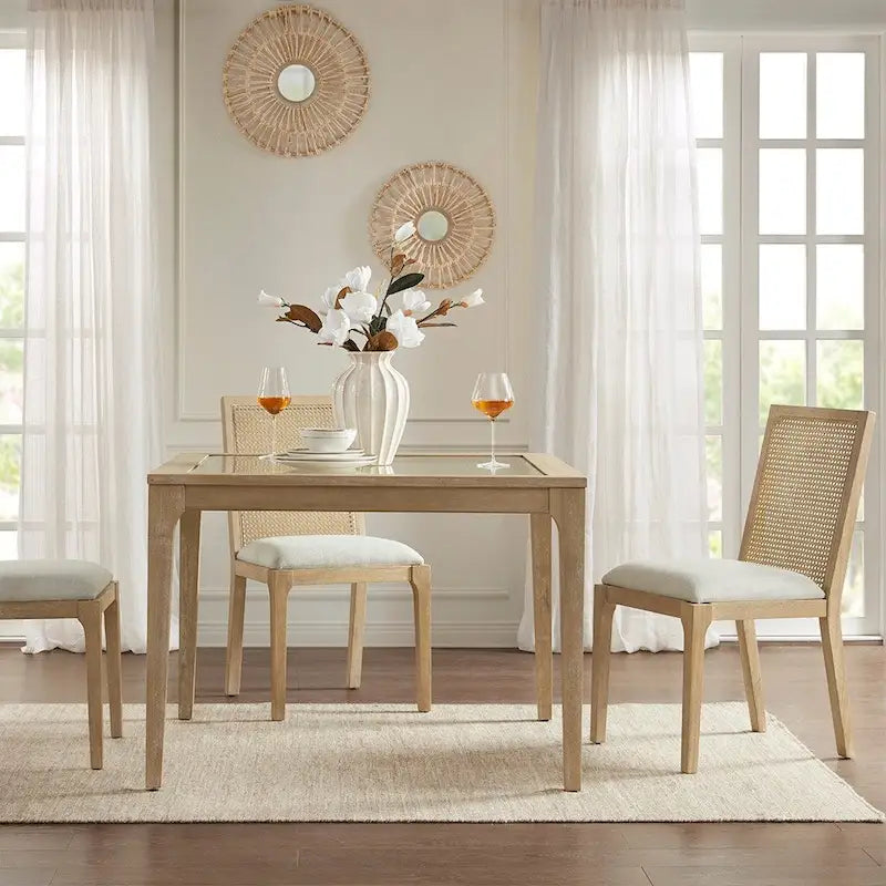Chaise de salle à manger capitonnée en rotin à dossier ajouré (lot de 2)