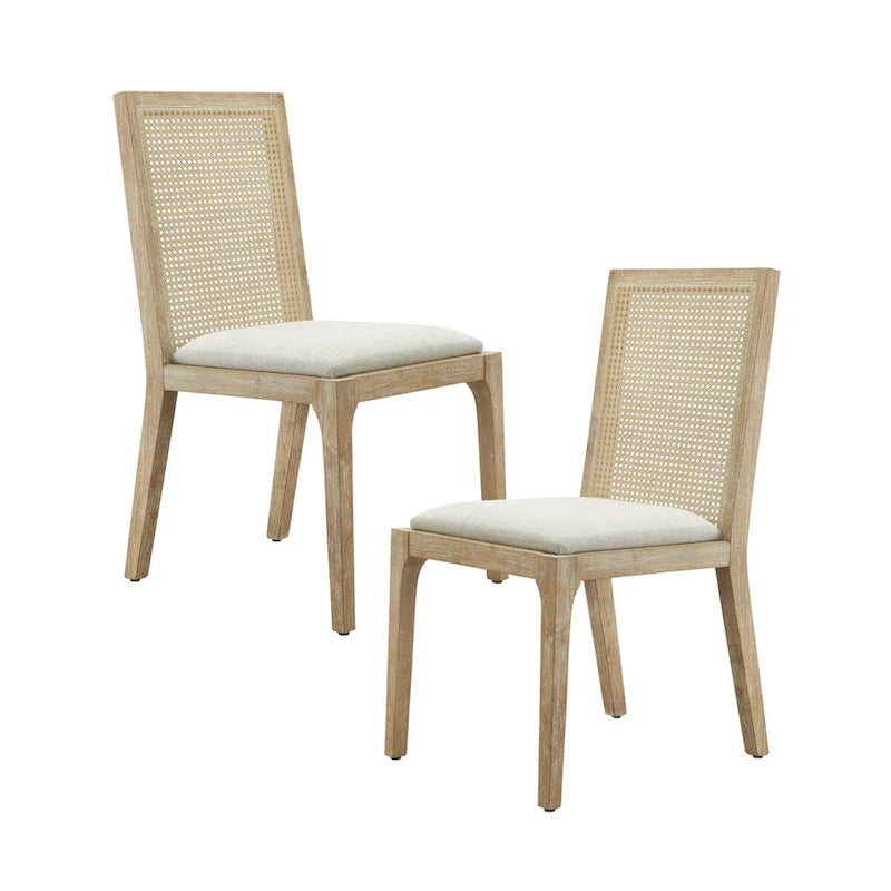 Chaise de salle à manger capitonnée en rotin à dossier ajouré (lot de 2)