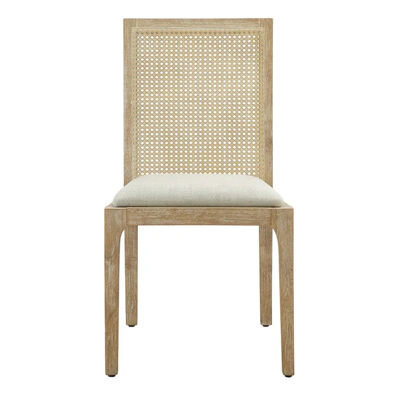Chaise de salle à manger capitonnée en rotin à dossier ajouré (lot de 2)
